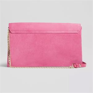 LK Bennett Dora Pink Suede Envelope Clutch